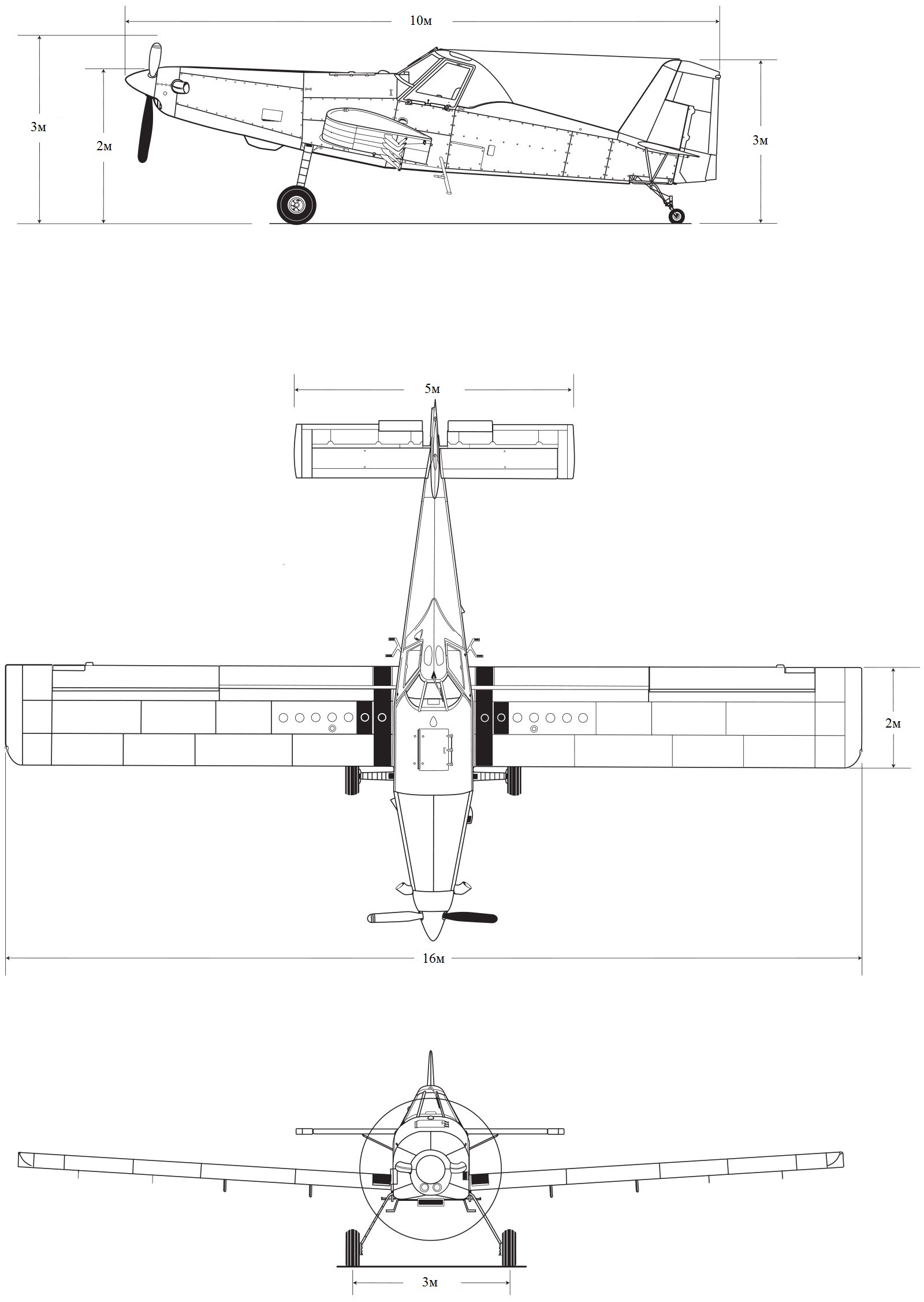 AT-502B: Геометричні характеристики